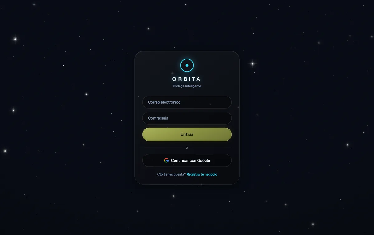 Pantalla de Orbita · Bodega Inteligente